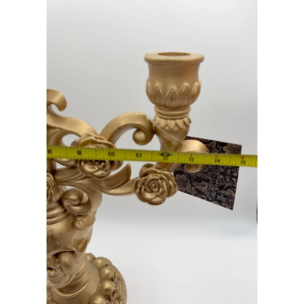 New Christian Siriano 3 Candle Holder Skull and Serpent Candelabra 16 in x 14 in